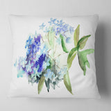 Hydrangea Blue Flowers - Floral Throw Pillow