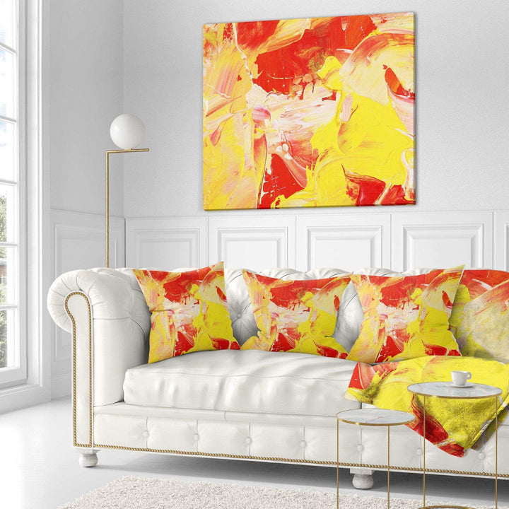 Yellow and Red Abstract Art - Abstract Throw Pillow