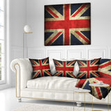 Vintage UK Flag - Contemporary Throw Pillow