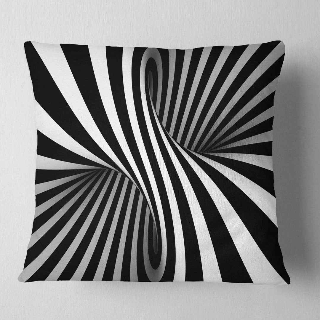 Black and White Spiral - Abstract Throw Pillow