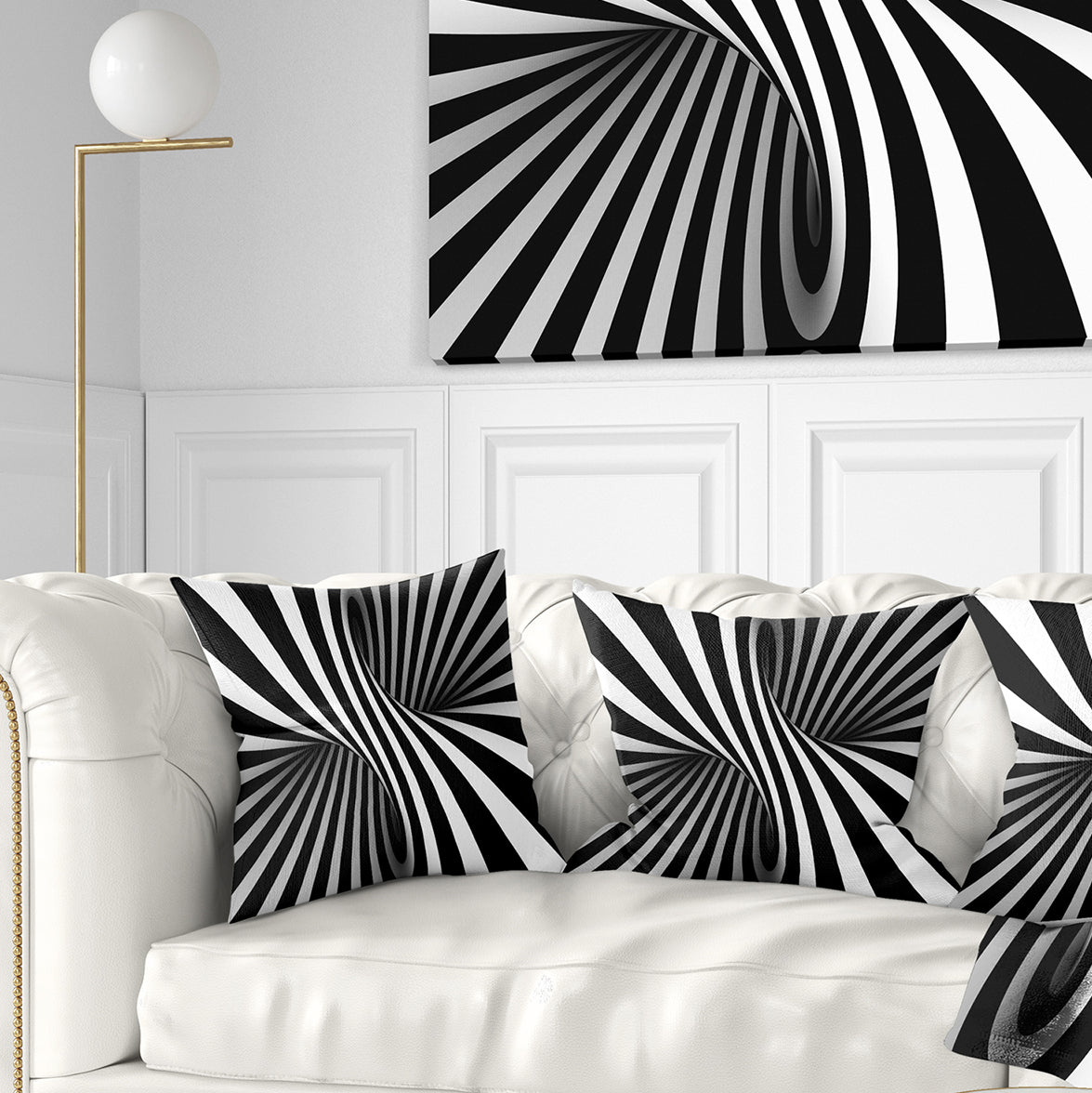 Black and White Spiral - Abstract Throw Pillow