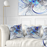 Symmetrical Blue Fractal Flower - Abstract Throw Pillow