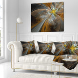 Symmetrical Yellow Fractal Flower - Abstract Throw Pillow