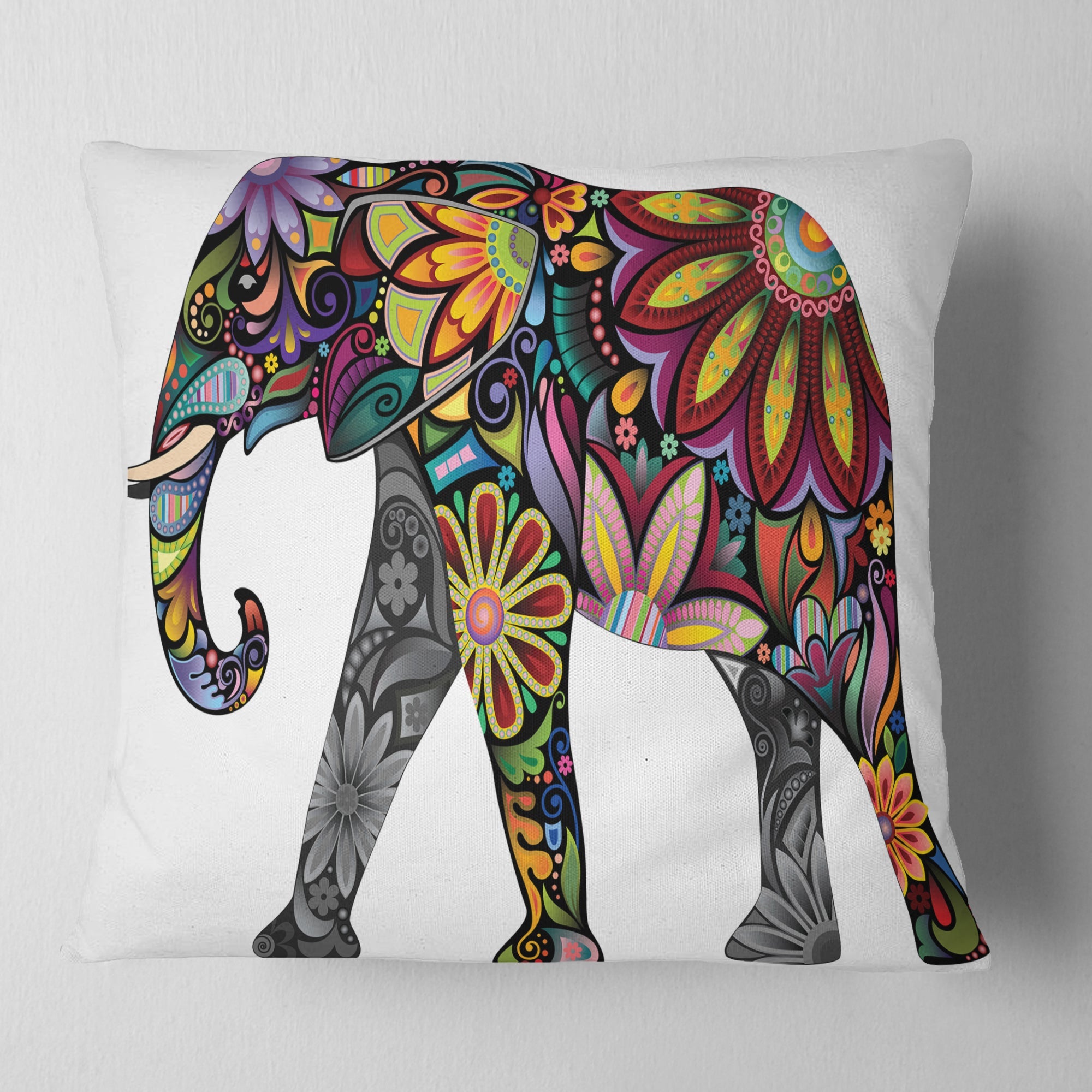 Yellow Cheerful Elephant - Animal Throw Pillow