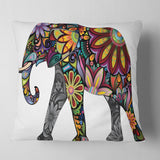 Yellow Cheerful Elephant - Animal Throw Pillow