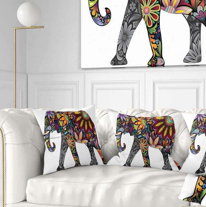 Yellow Cheerful Elephant - Animal Throw Pillow