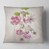 Vintage Pink Flowers - Floral Painting Throw Pillow