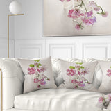 Vintage Pink Flowers - Floral Painting Throw Pillow