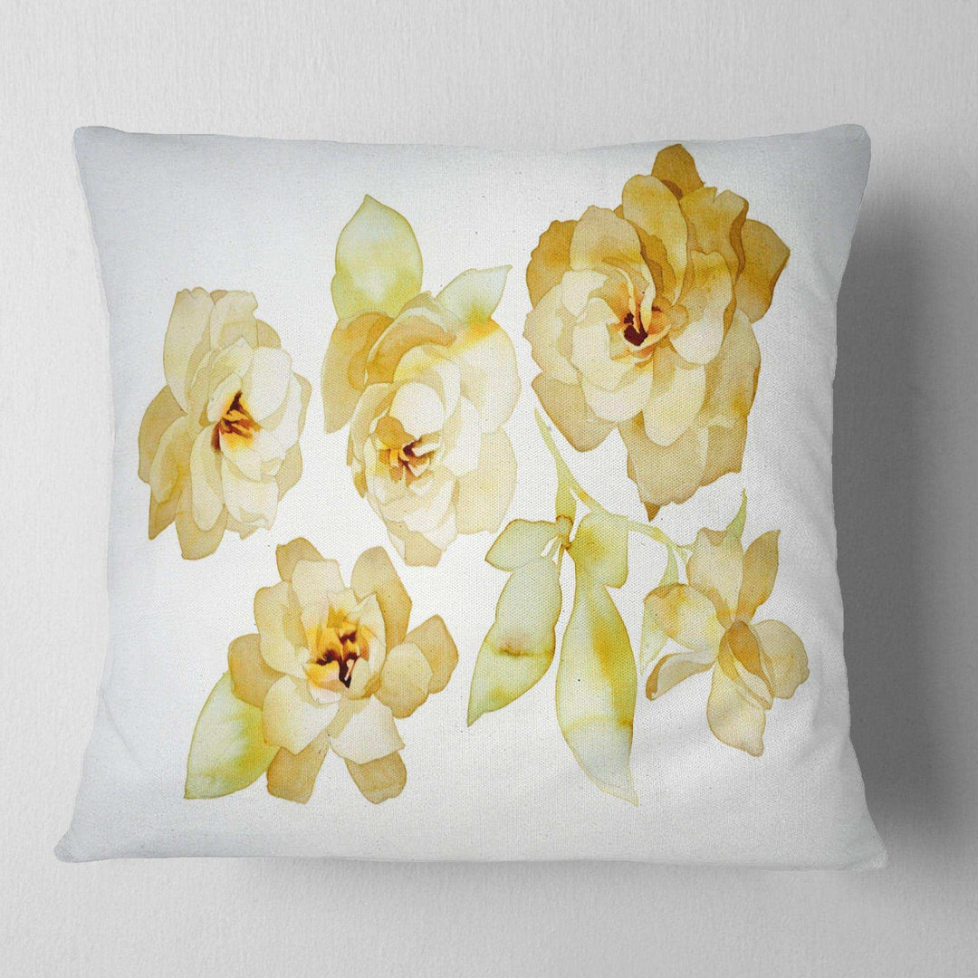 Brown Flowers with White Shade - Floral Throw Pillow