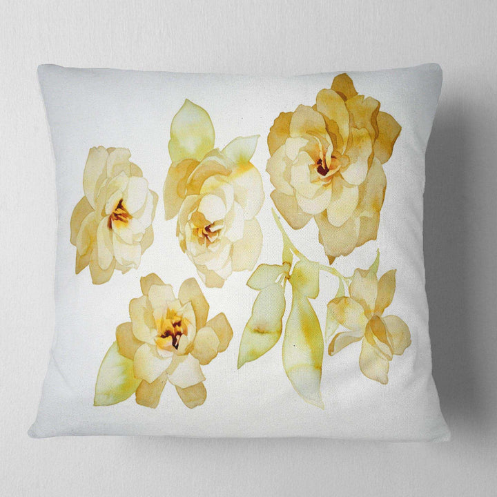 Brown Flowers with White Shade - Floral Throw Pillow