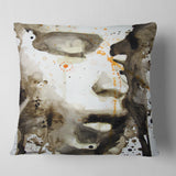 Brown Illustrated Girl - Abstract Portrait Throw Pillow