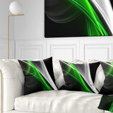 Fractal Lines Green White - Abstract Throw Pillow