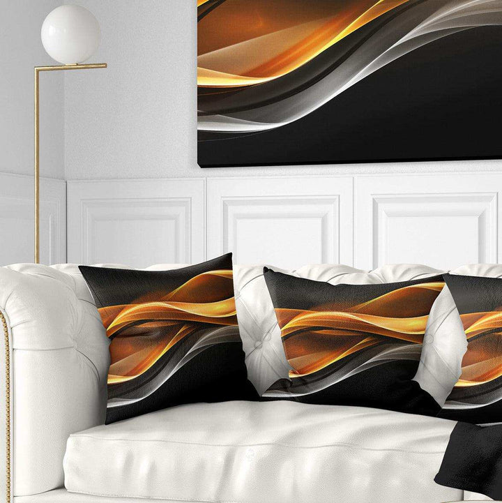 Gold Silver Inward Lines - Abstract Throw Pillow