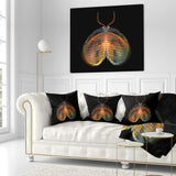 Yellow Red Fractal Butterfly in Dark - Abstract Throw Pillow