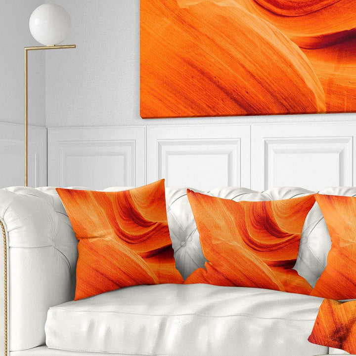 Orange Upper Antelope Canyon - Landscape Photography Throw Pillow