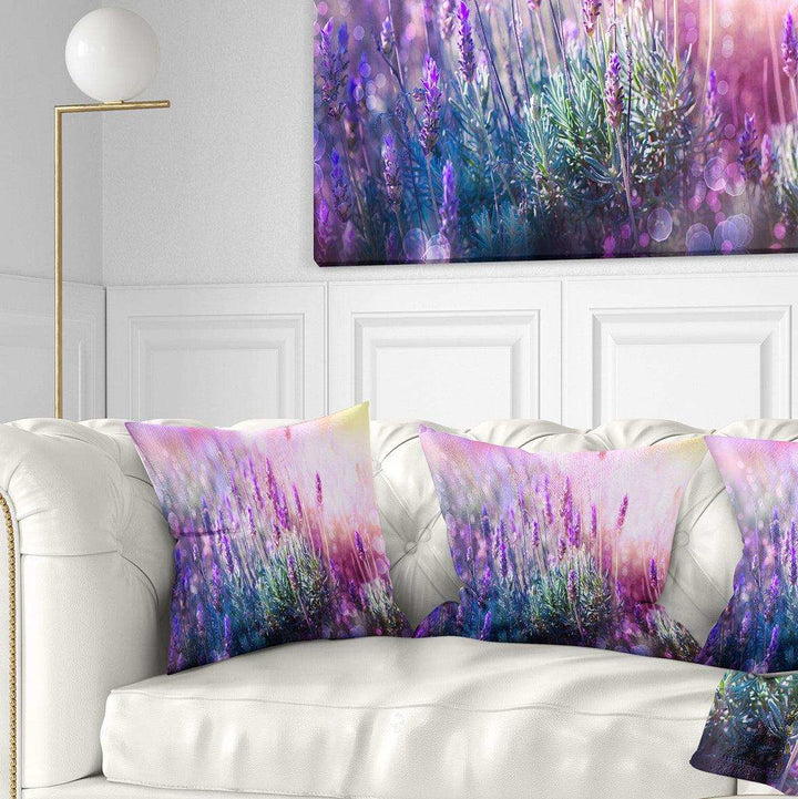 Growing and Blooming Lavender - Floral Throw Pillow