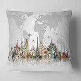 Famous Monuments Across World - Throw Pillow