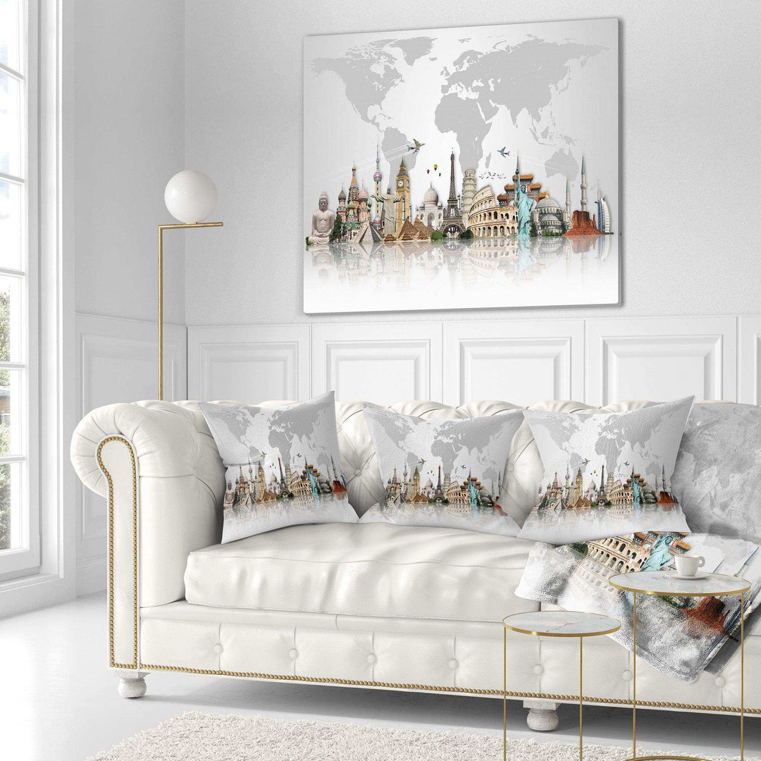 Famous Monuments Across World - Throw Pillow