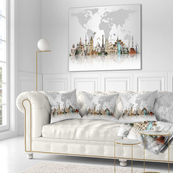 Famous Monuments Across World - Throw Pillow