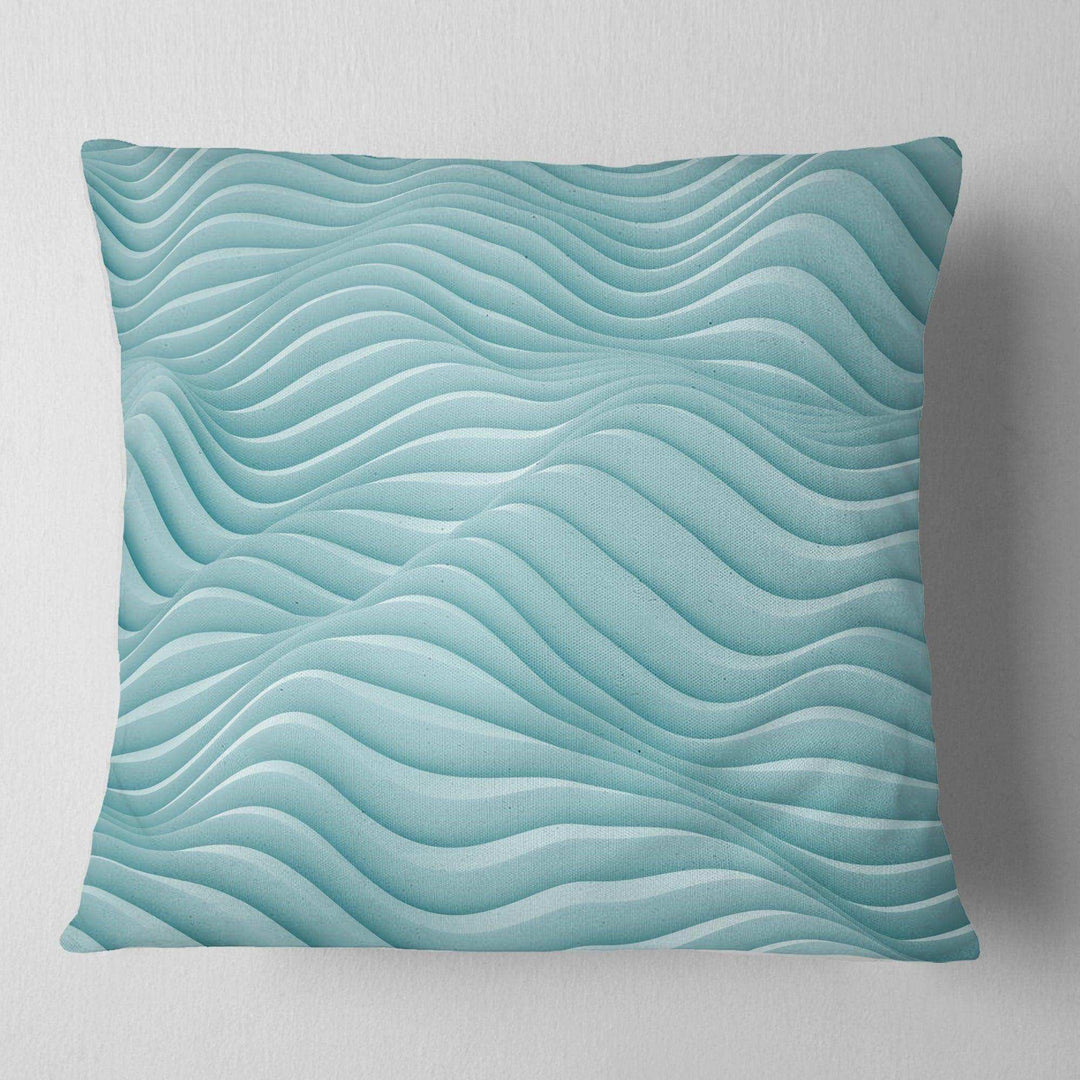 Fractal Rippled Blue Waves - Contemporary Throw Pillow