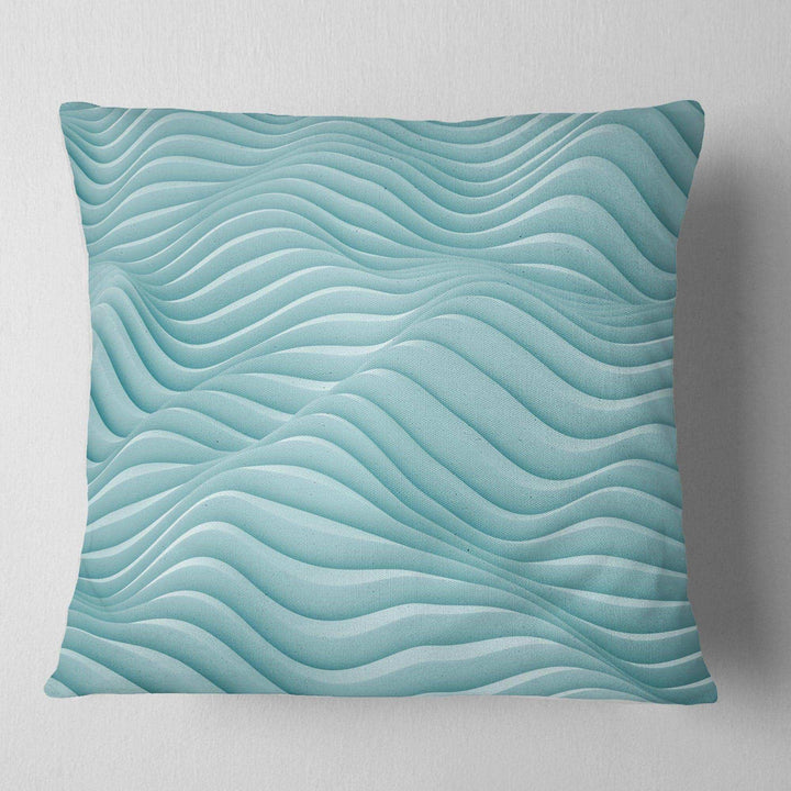 Fractal Rippled Blue Waves - Contemporary Throw Pillow