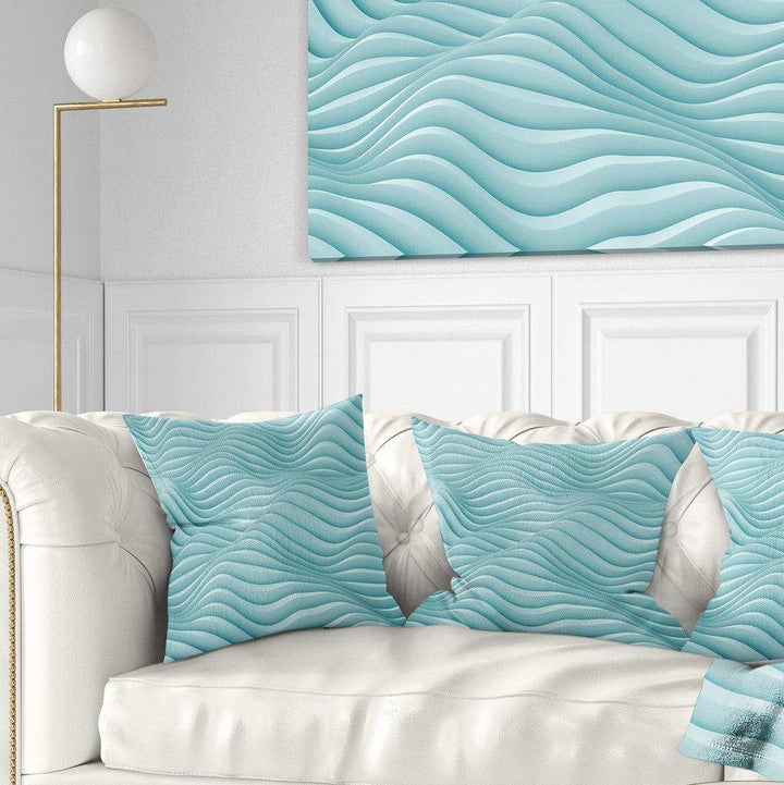Fractal Rippled Blue Waves - Contemporary Throw Pillow