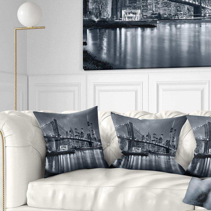 Panorama New York City at Night - Cityscape Throw Pillow