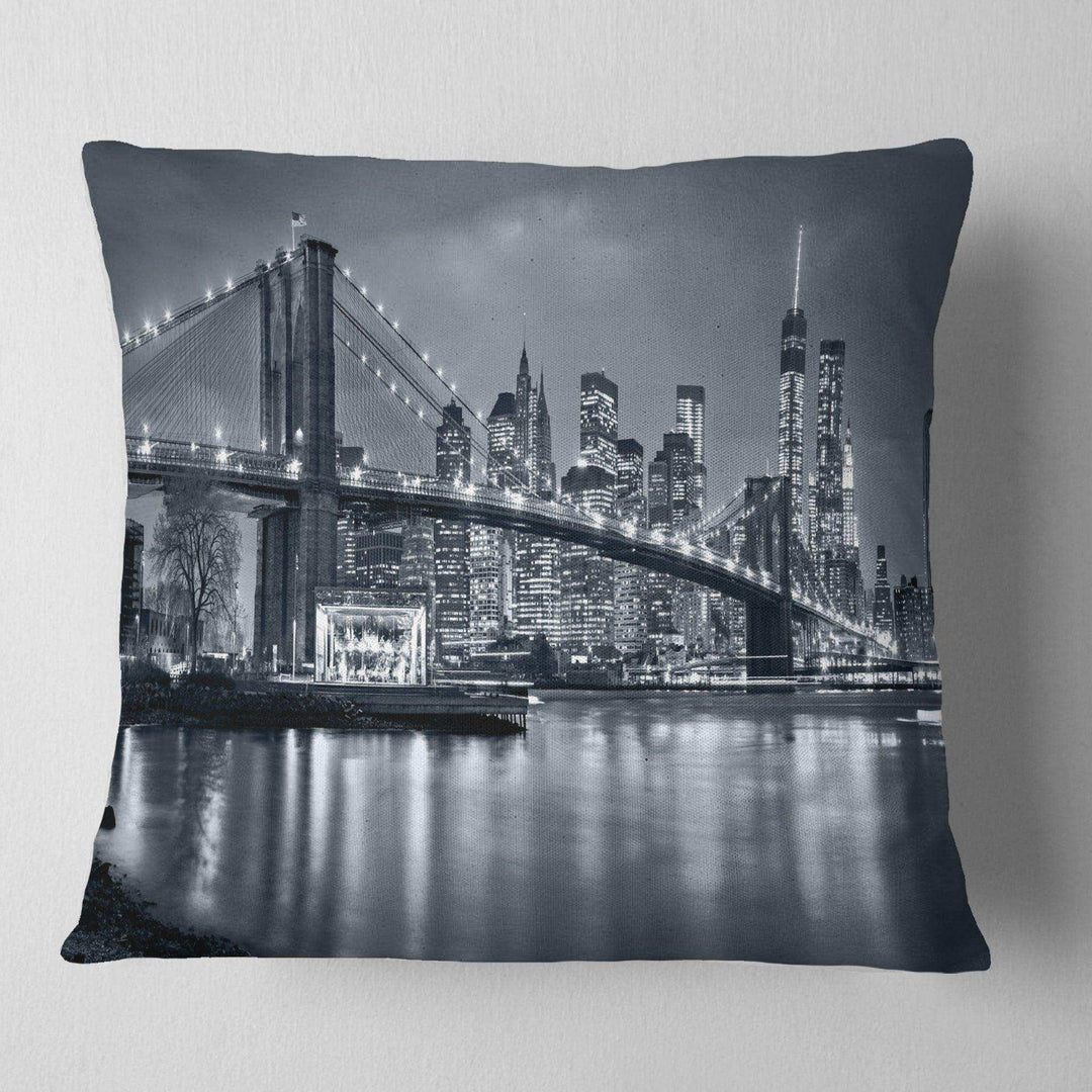 Panorama New York City at Night - Cityscape Throw Pillow