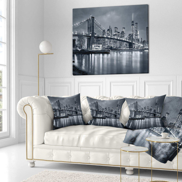 Panorama New York City at Night - Cityscape Throw Pillow