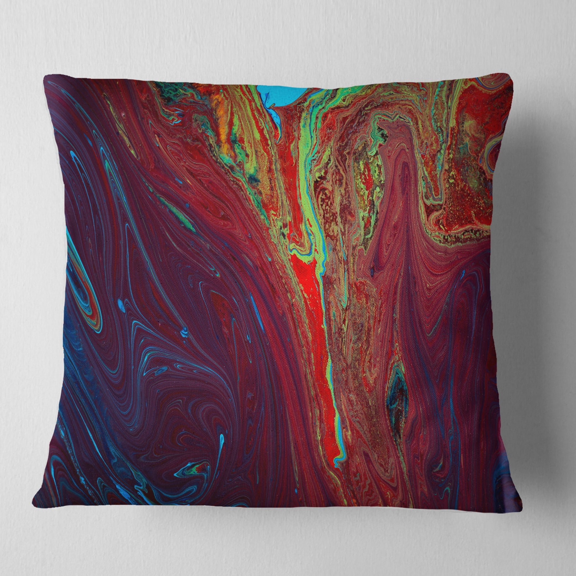 Dark Red Abstract Acrylic Paint Mix - Abstract Throw Pillow