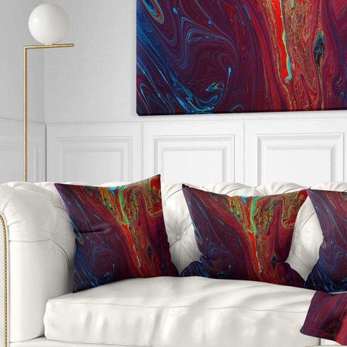 Dark Red Abstract Acrylic Paint Mix - Abstract Throw Pillow