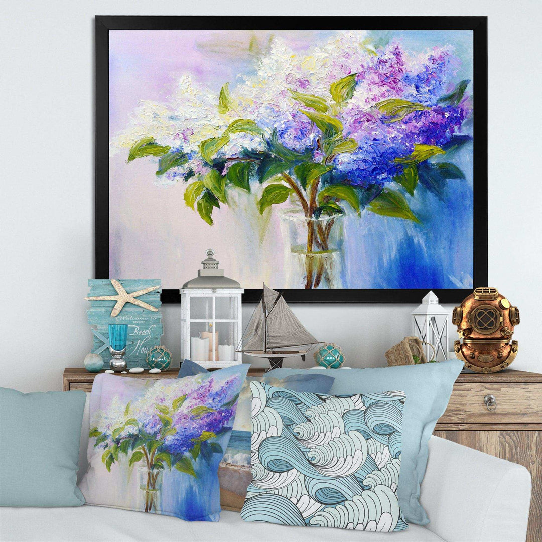 Blue and White Lilacs in Vase