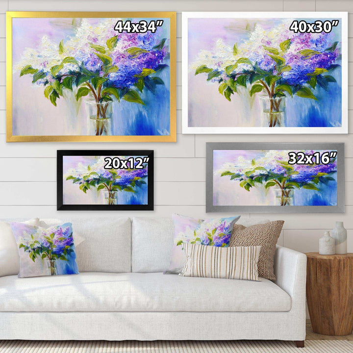 Blue and White Lilacs in Vase