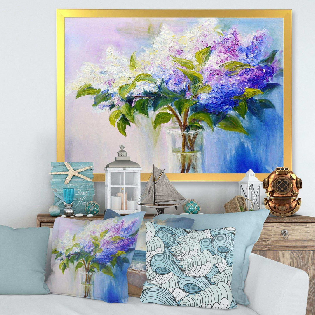 Blue and White Lilacs in Vase