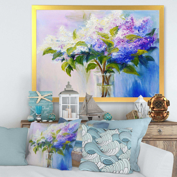 Blue and White Lilacs in Vase
