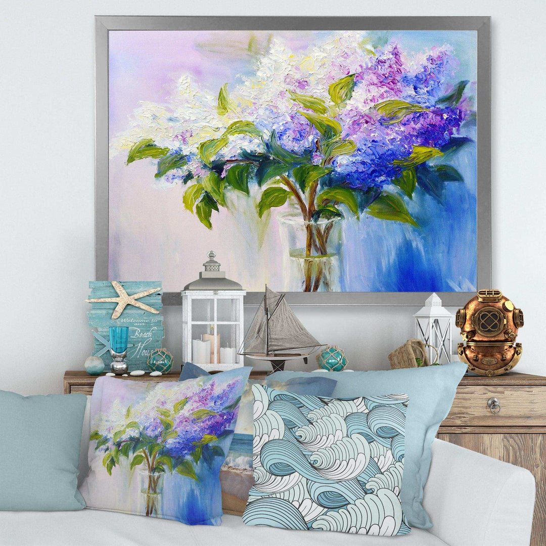 Blue and White Lilacs in Vase