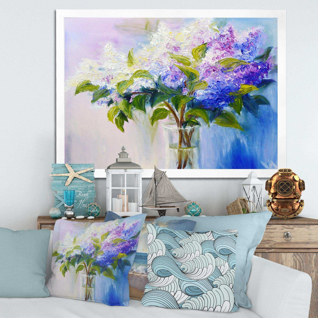 Blue and White Lilacs in Vase