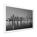 Chicago Skyline at Night Black and White
