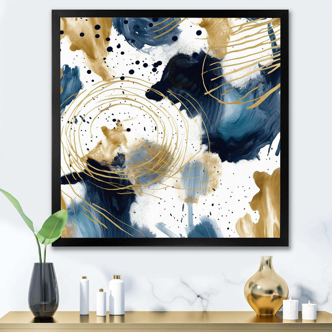Abstract Pattern With Blue &amp; Golden Textures I Canvas Canvas