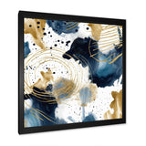 Abstract Pattern With Blue & Golden Textures I Framed Print Vibrant Black - 1.5"Width