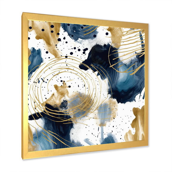 Abstract Pattern With Blue &amp; Golden Textures I Framed Print Vibrant Gold - 1.5"Width