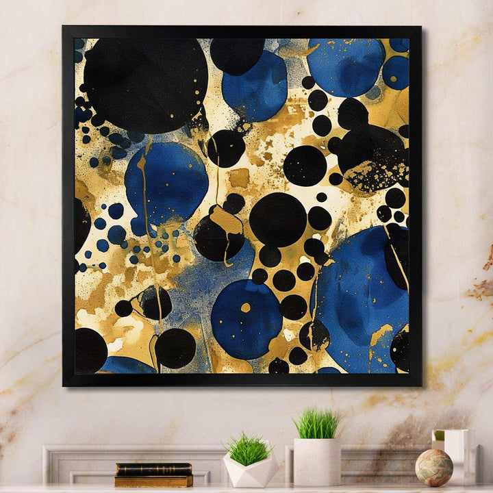 Abstract Pattern With Blue &amp; Golden Textures XI Canvas Canvas