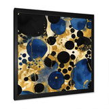 Abstract Pattern With Blue & Golden Textures XI Framed Print Vibrant Black - 1.5"Width