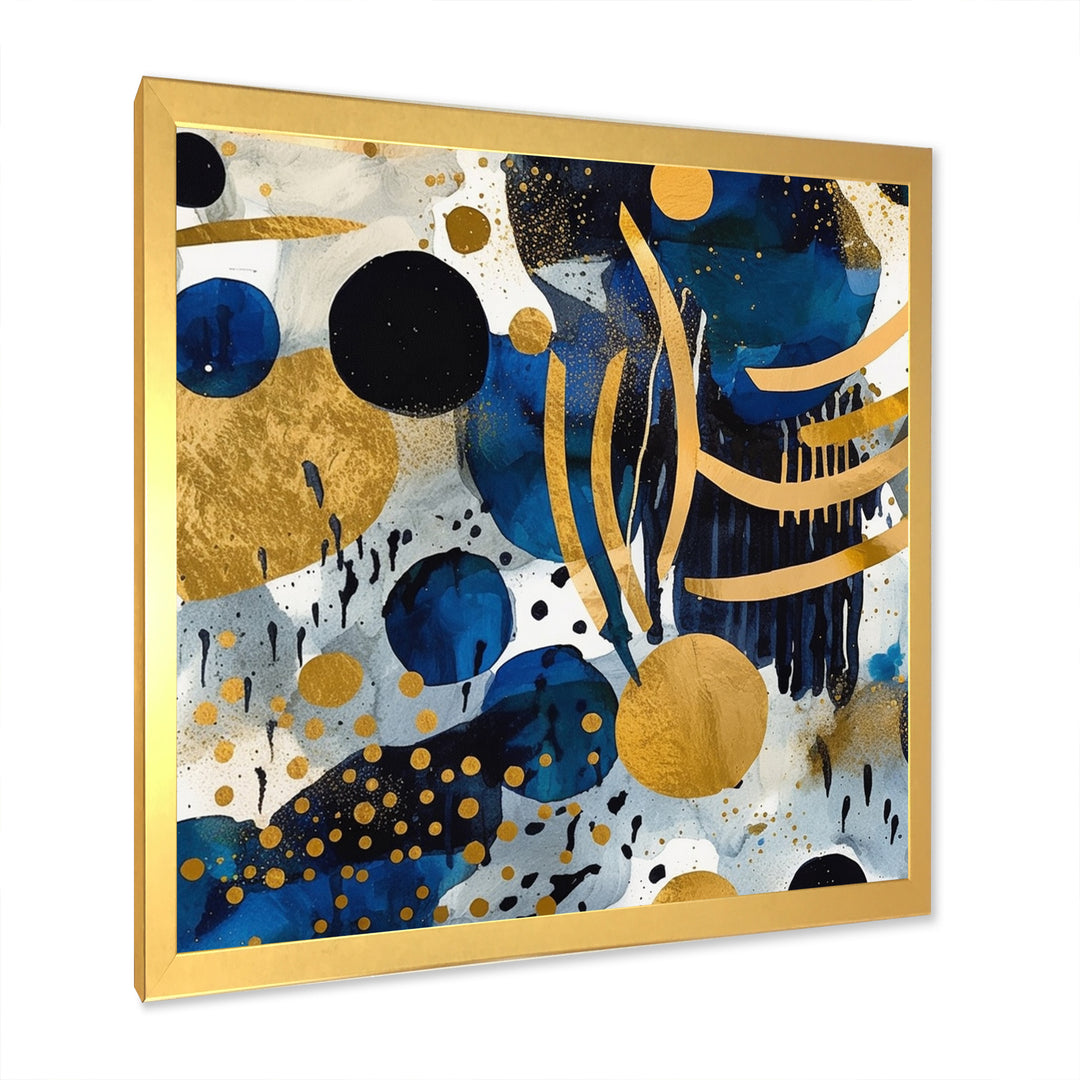 Abstract Pattern With Blue &amp; Golden Textures XIX Framed Print Vibrant Gold - 1.5"Width