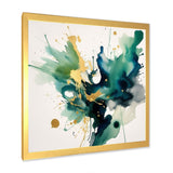 "Dark Blue, Turquoiseá and Gold Strokes I" Framed Print Vibrant Gold - 1.5"Width