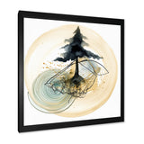 Abstract Landscape Of Mountains Moon and Tree I Framed Print Vibrant Black - 1.5"Width