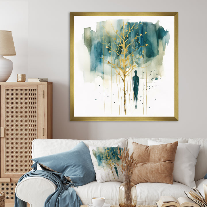 Abstract Portrait and Tree I Framed Print Vibrant Black - 1.5"Width