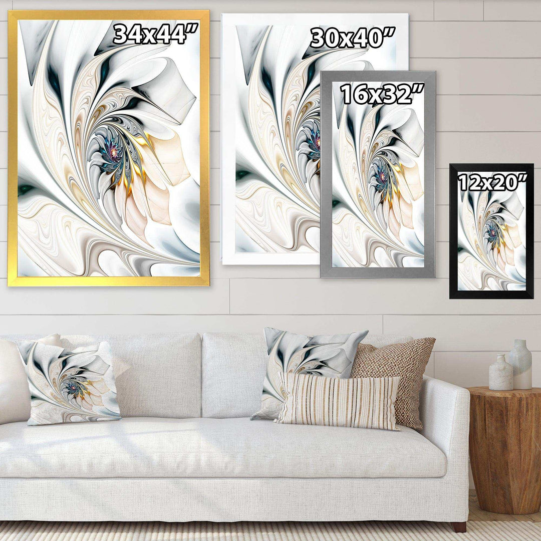 IDesignart White Stained Glass Floral Art - Modern Canvas Wall Art