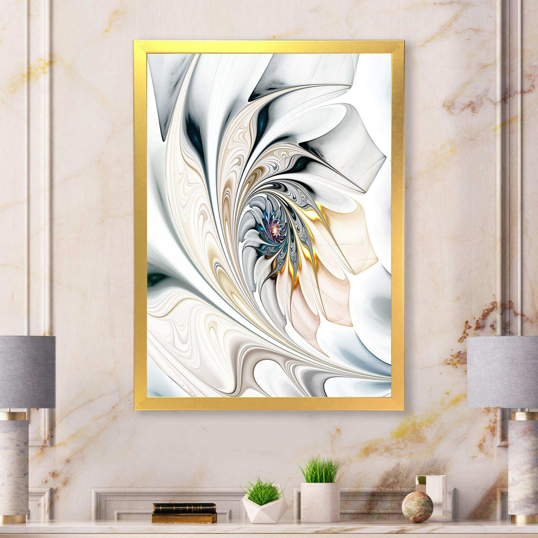 IDesignart White Stained Glass Floral Art - Modern Canvas Wall Art