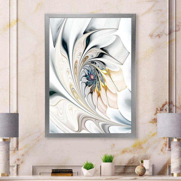IDesignart White Stained Glass Floral Art - Modern Canvas Wall Art